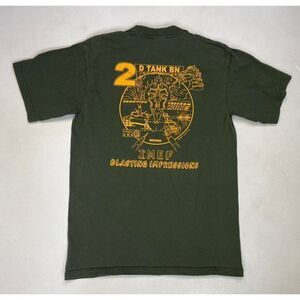 VINTAGE 2D Tank Battalion Army Target Iraq 2003 Graphic T-shirt Men Small Green